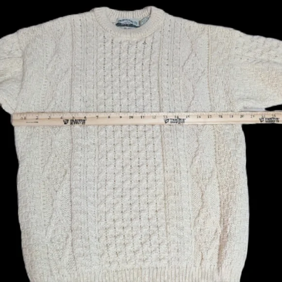 Traditional Irish AranCrafts Ireland Fisherman Cream Wool Sweater Medium-3